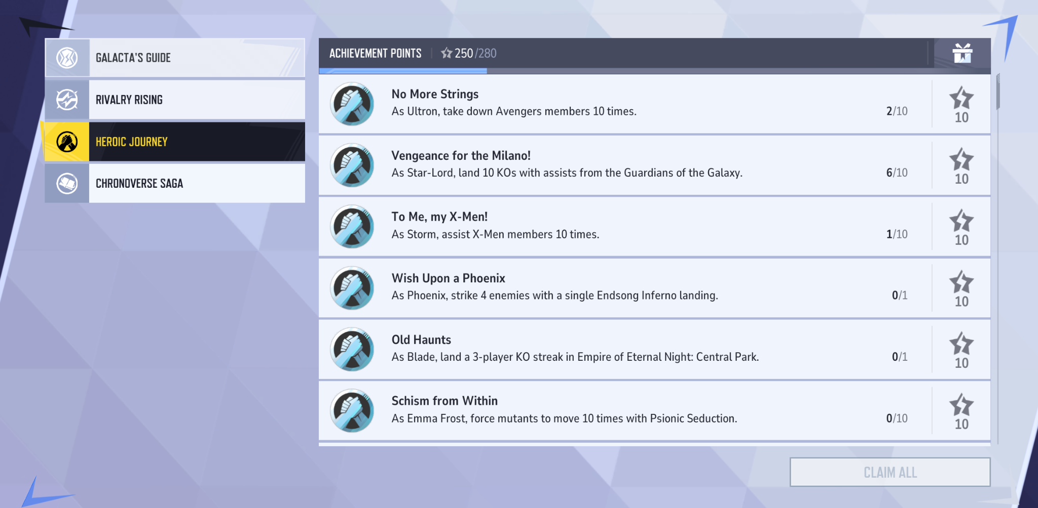 marvel rivals achievments